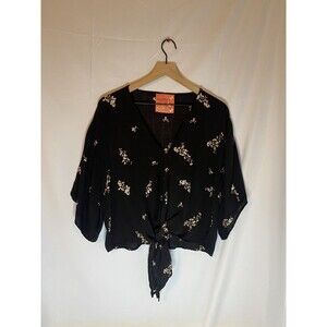 Gypsy & Gold Tie Front Kimono Sleeve Top Size M
